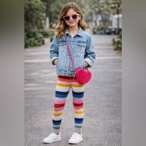 GAP Kids Crazy Multicolor Stripe Sweater Leggings | Size M (8)